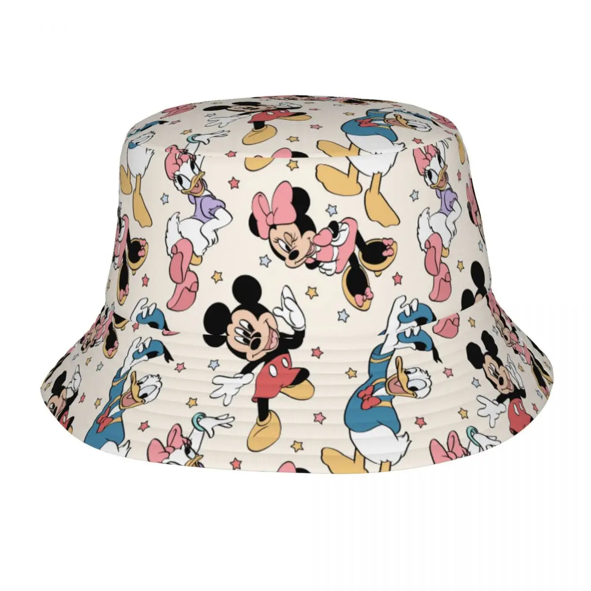 Summer Beach Vacation Getaway Headwear Mickey & Friends Pattern Bucket Hat Women Men Hot Sun Hat Bob Foldable Fisherman Cap