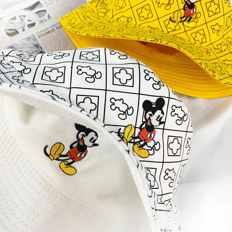Mickey Mouse Cartoon Universal Fisherman Hat Double-sided Printing Cotton Cap Birthday For Kids Gifts Circumference 56-58cm