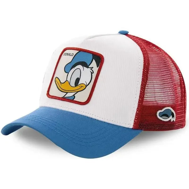 Kawaii Mickey Trucker Cap Mesh Back Baseball Hat Adjustable Cartoon Donald Duck Hip Hop Sun Protection Outdoor Streetwear Gifts