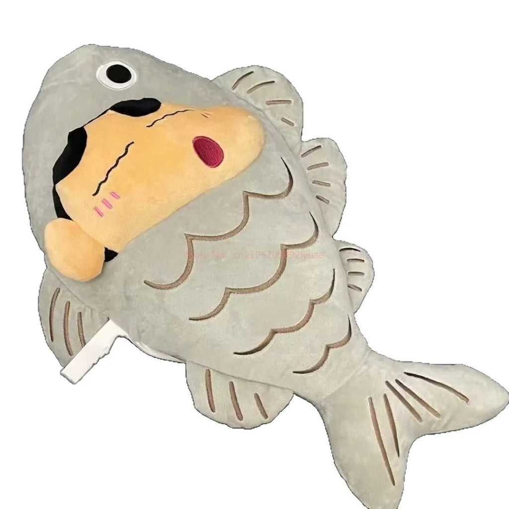 55cm Crayon Shin chan Salted Fish Pillow Anime Accessory Cute Cartoon Crayon Shin chan Plush Doll Gift Office Pillow
