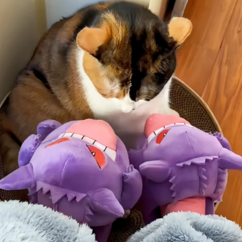 2026 New Gengar Slippers Funny Tongue Out Design Soft Sole Cute Cozy Winter Warm Indoor Couple Home Slippers Toy