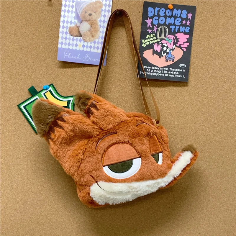 Zootopia 2 Nick Plush Cosplay Bag Large Capacity Soft Furry Shoulder Bag Daily Casual Travel Storage Purse Anime Periphery Gift