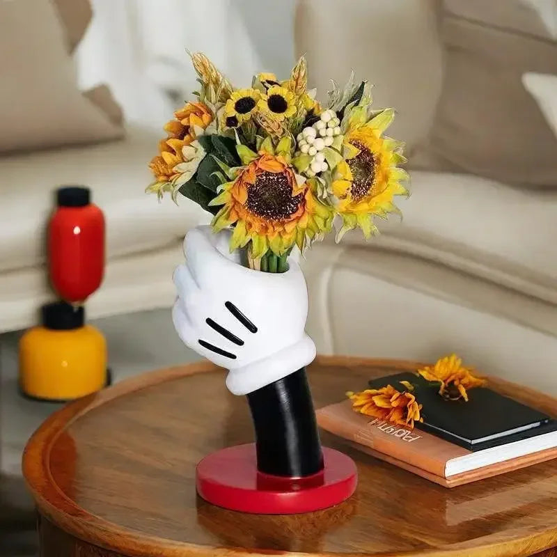 1pc Disney Mickey Hand Model Pen Container Vase Cute Cartoon Creative Home Ornament Student Stationery Office Desk Decor Gifts