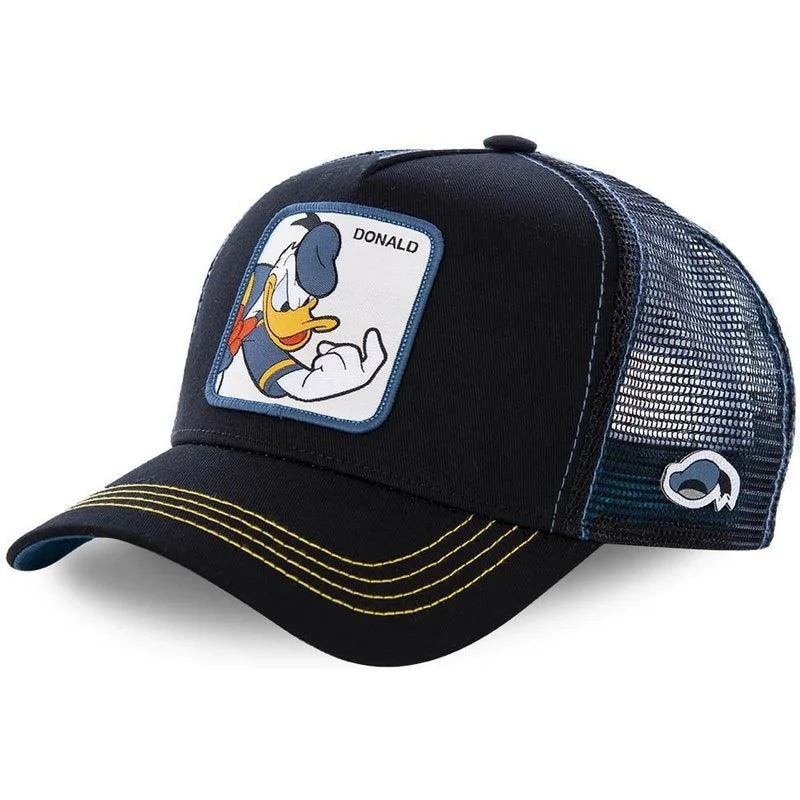 Kawaii Mickey Trucker Cap Mesh Back Baseball Hat Adjustable Cartoon Donald Duck Hip Hop Sun Protection Outdoor Streetwear Gifts