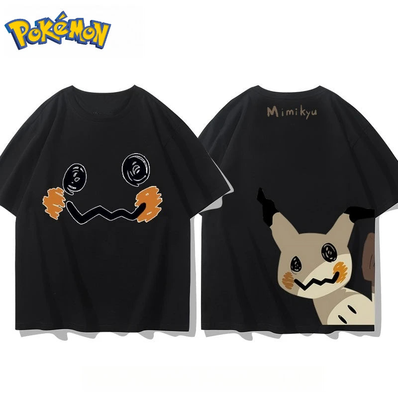 Men's New Pokémon Mimikyu Front and Rear Printed T-shirt Men's and Women's Summer New  Loose Casual Versatile Short-sleeved Top