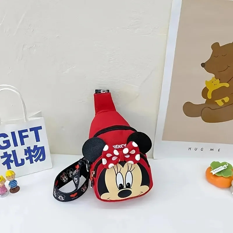 Women's Large-Capacity Single-Shoulder Bag with Cute Disney Mickey Mouse Cartoon Letters, Shoulder School Bag for Study