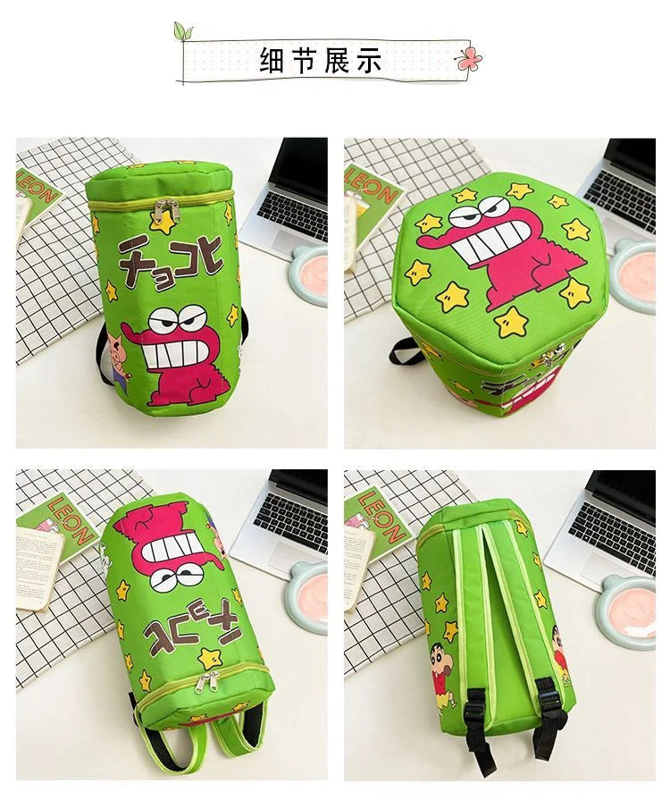 Crayon Shin-Chan Same Style Cute Backpack Crocodile Biscuit Backpack Top Zipper Badminton Racket Bag Portable Large Capacity Bag