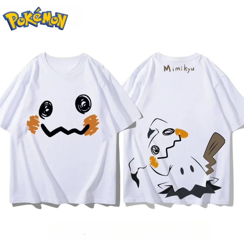 Men's New Pokémon Mimikyu Front and Rear Printed T-shirt Men's and Women's Summer New  Loose Casual Versatile Short-sleeved Top