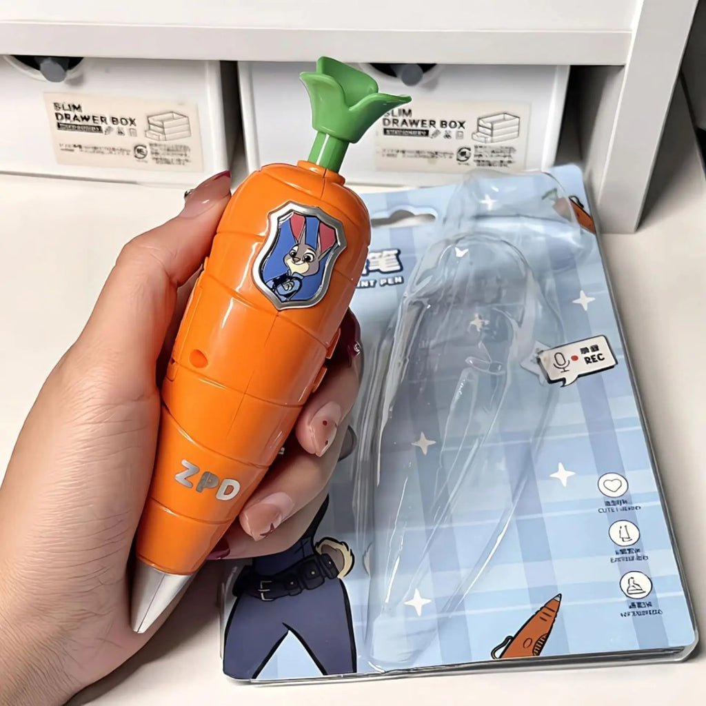 Disney Zootopia 2 Judy Hopps Carrot pen Voice Pen 60 Seconds Recording function Creative Cartoon Ballpoint Pen 2 in 1 fan Gifts