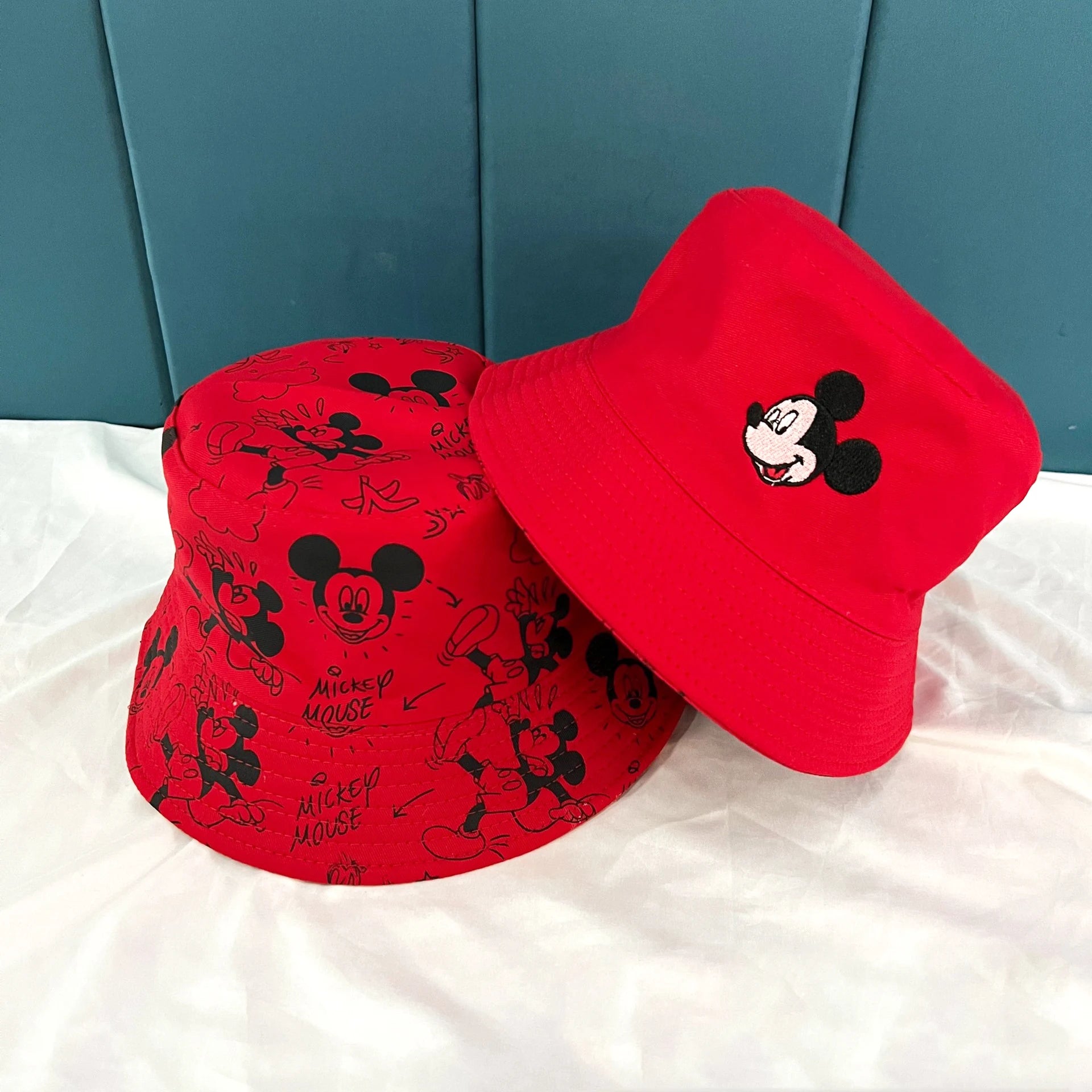 Mickey Mouse Cartoon Universal Fisherman Hat Double-sided Printing Cotton Cap Birthday For Kids Gifts Circumference 56-58cm
