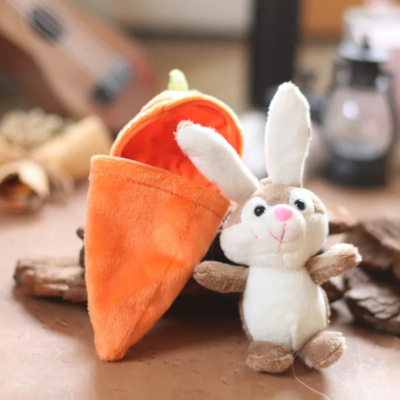 Kawaii Rabbit Carrot Plush Pendant Detachable Cute Bunny Vegetable Stuffed Keychain Bag Charm Car Hanging Gift for Kids