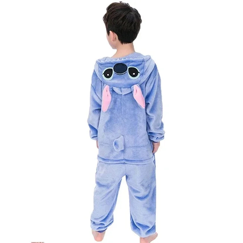Kigurumi Stitch Cartoon Onesies Kids Children Animal Pajamas Jumpsuits Girls Boys Anime Cosplay Costumes For Christmas Halloween