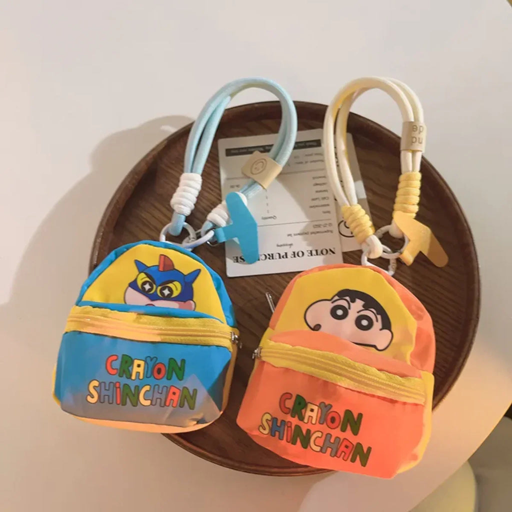Crayon Shin Chan Anime Figures Cartoon Mobile Phone Lanyard Wallet Earphone Case Storage Bag Protable Bag Keychain Gife for Kid