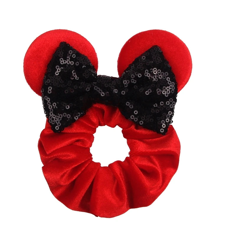 Cartoon Polka Dot Bow Hair Scrunchies Velvet Hairbands For Girls Sequins Bows Headbands Women Kids Party DIY Decoration