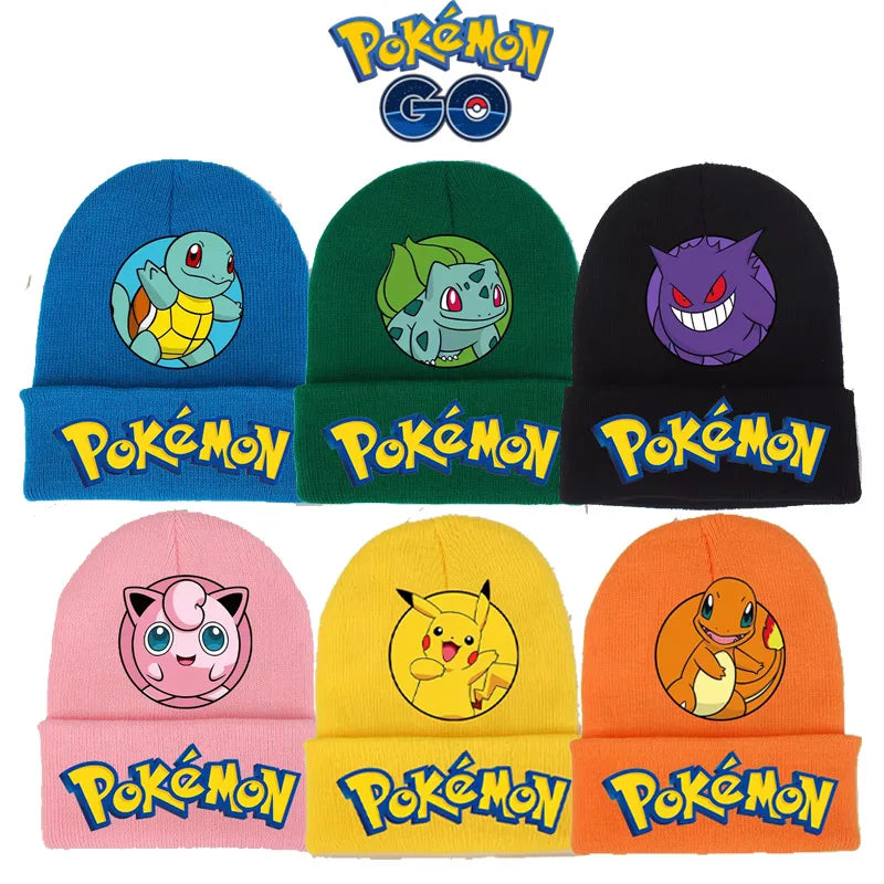Pokemon Cute Pikachu Kids Knitted Hats Beanies Cartoon Anime Print Caps Heat Comfortable Casual Hat Birthday Gifts