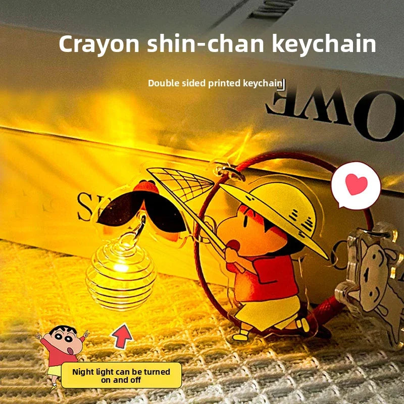 Crayon Shin Chan Acrylic Keychain Anime Figures Firefly Keyrings Backpack Gift for Boy Girl Children Couple Birthday Halloween